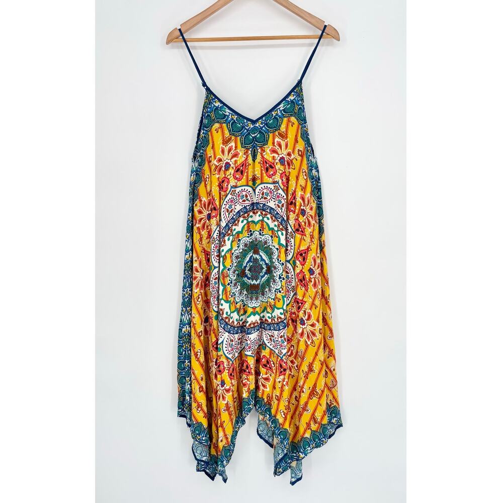 Jealous Tomato Boho Asymmetrical Hem Rayon Handkerchief Dress Size XS